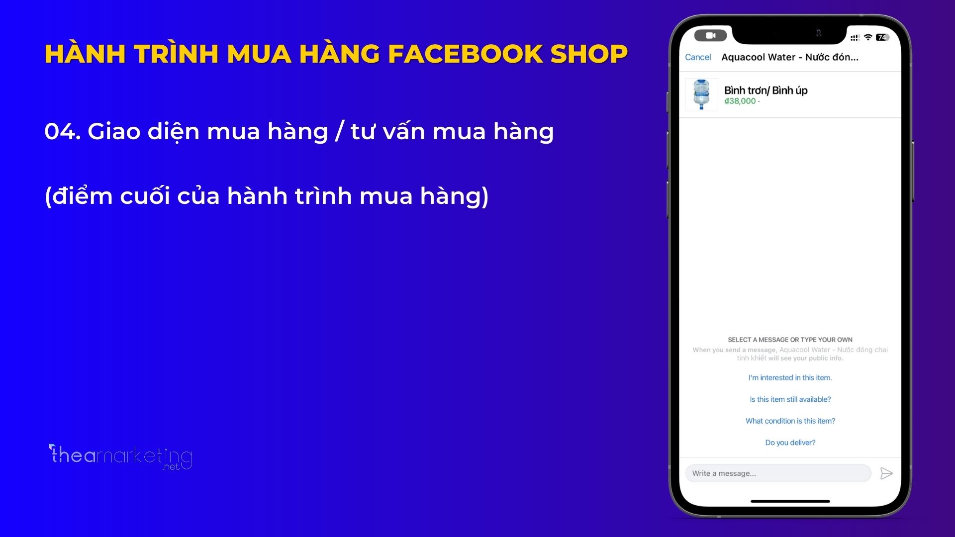 Giao diện mua hàng, tư vấn mua hàng của Facebook Shop