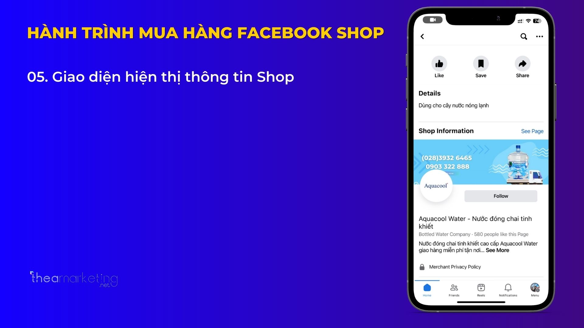 Giao diện hiện thị thông tin Shop