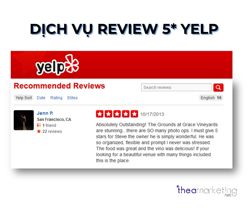 DỊCH VỤ REVIEW 5 YELP