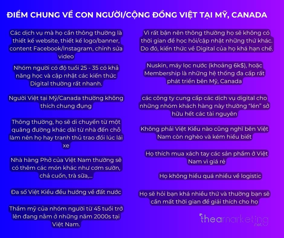 ĐIỂM CHUNG VỀ CON NGƯỜI CỘNG ĐỒNG VIỆT TẠI MỸ, CANADA
